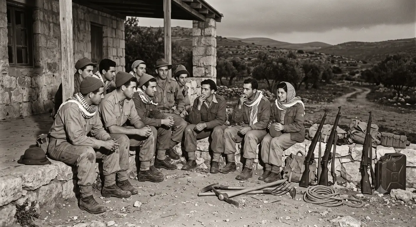 Бійці Пальмаху на позиції — 1948 рік. Ударні роти Гаґани, Війна за незалежність, кібуцний рух — історія Ізраїль | israel.in.ua